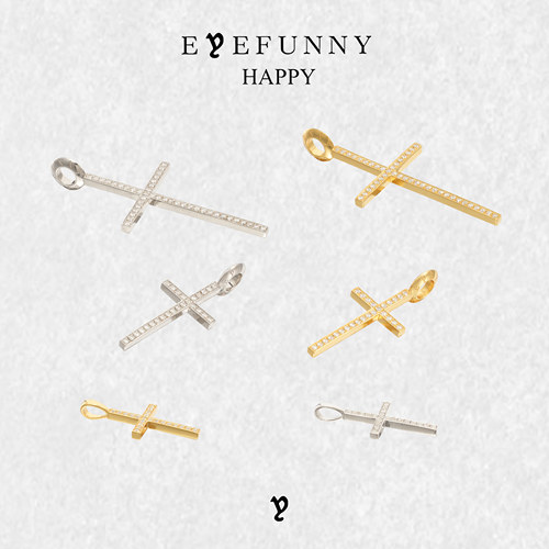EYEFUNNY HAPPY爱凡尼长十字架吊坠18K金钻石男女奢侈潮流项链 - 图1