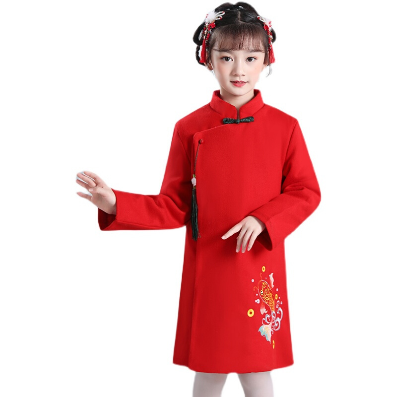 拜年服男童唐装中国风女童汉服冬加厚儿童加绒过年喜庆棉服新年服