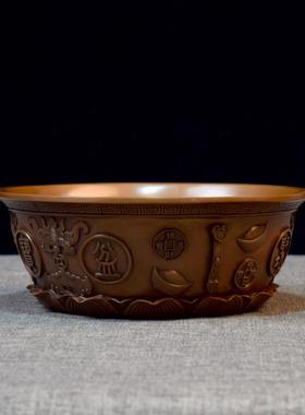 紫铜五福聚宝盆摆件铜工艺品家居办公室装饰品店铺吉祥开业摆放