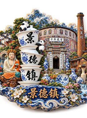 【江西景德镇冰箱贴】瓷都文创陶溪川千年瓷宫古窑烟囱旅游纪念品