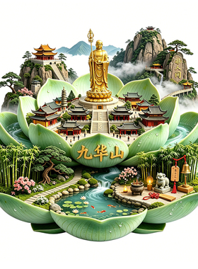 【九华山冰箱贴】安徽文创地藏圣像百岁宫古寺庙磁吸景区立体贴饰