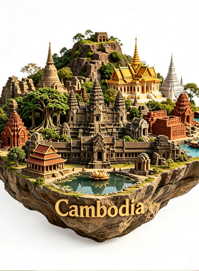 【柬埔寨冰箱贴Cambodia】吴哥窟巴戎寺金边皇宫崩密列旅游纪念品
