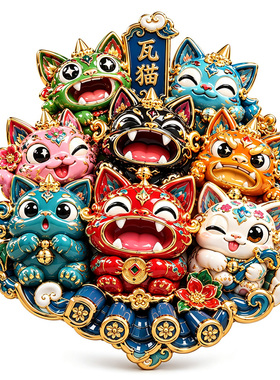 【瓦猫冰箱贴】云南民俗非遗文创文旅民间镇宅多彩瑞兽特色伴手礼