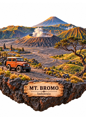 【印尼布罗莫火山冰箱贴】MT.BROMO腾格尔火山高原越野旅行伴手礼