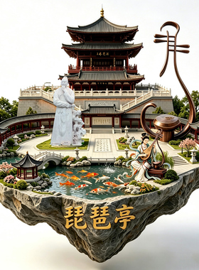 【江西九江琵琶亭冰箱贴】文创古风诗词白居易旅游打卡纪念品磁贴