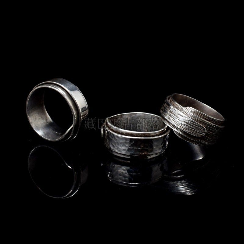 手工纯银戒指男复古百搭双层单身指环定制食指戒 - 图2
