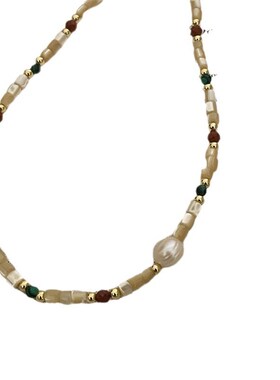 彩色串珠项d链轻奢小众淡水珍珠锁骨链女气质颈链2024网红爆款配