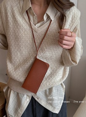 百搭时髦皮质挂绳项链女配饰小众锁骨链颈链长款S毛衣链卫衣链吊