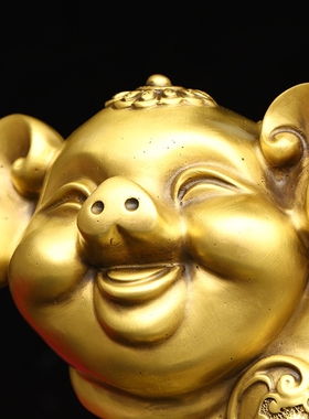 纯铜猪存钱罐富足旺财储存罐金猪金钱猪家居客厅店铺送礼工艺摆件