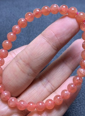 天然阿根廷冰种红纹石手链招爱情正桃花婚姻手串单圈水晶饰品礼物