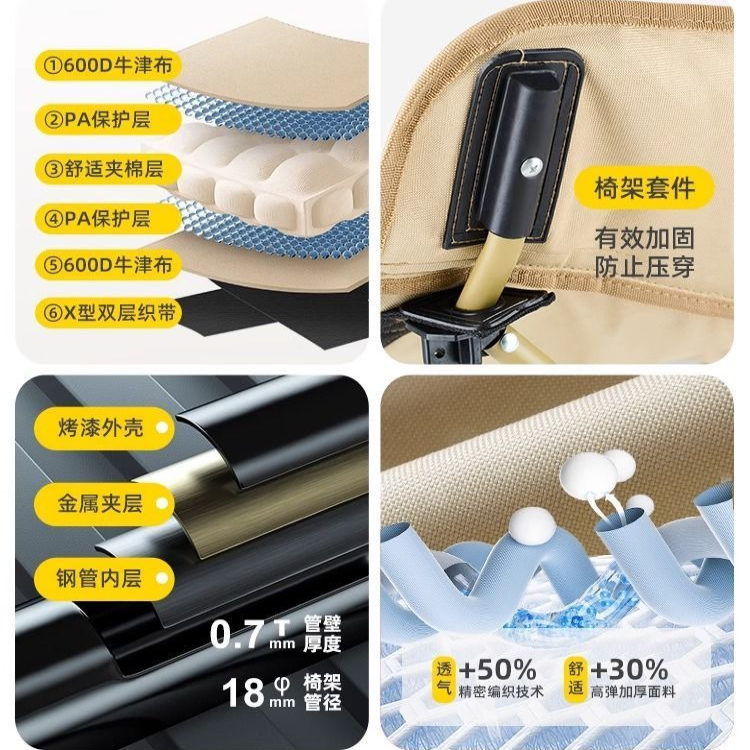 折叠椅户外便携式折叠月亮椅躺椅多功能露营椅子装备户外专用椅子 - 图2