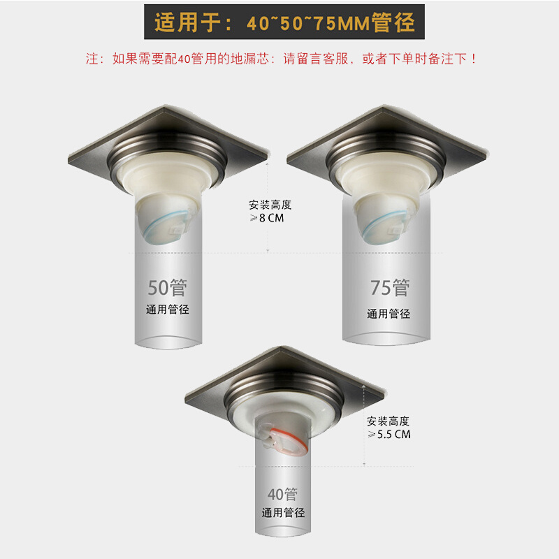 洗衣机专用地漏全密封防漏水防反水溢水全铜防臭两用卫生间直排芯 - 图1