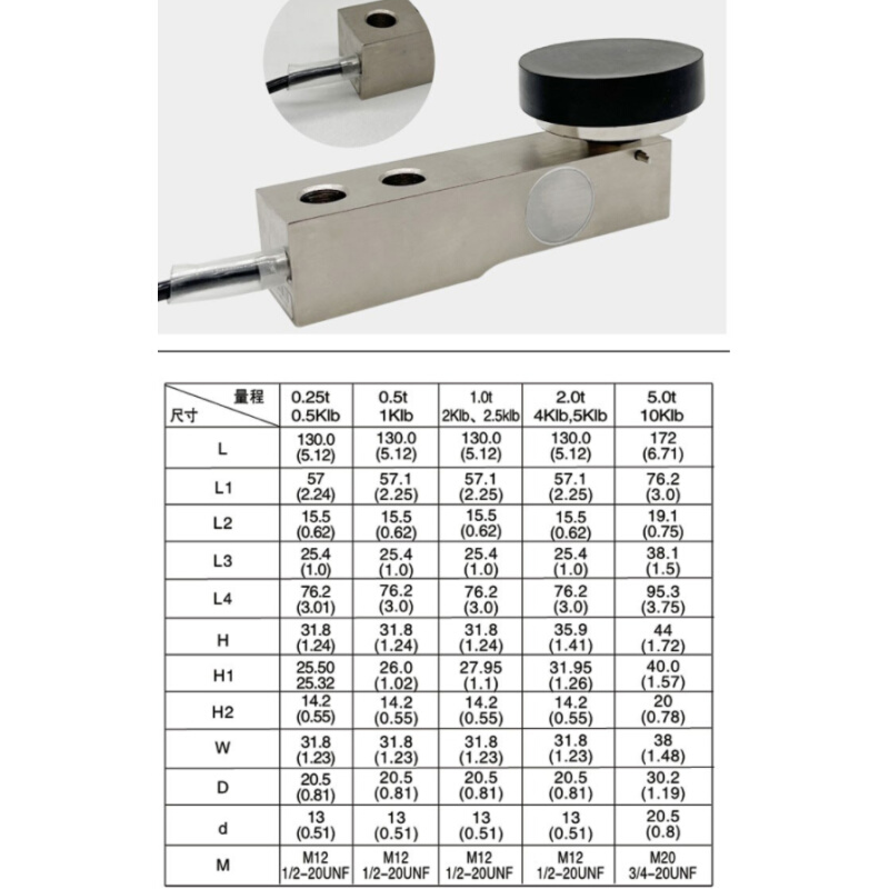 ZEMIC中航电测H8H-C3-1.0T-4B称重传感器悬臂梁传感器-图1