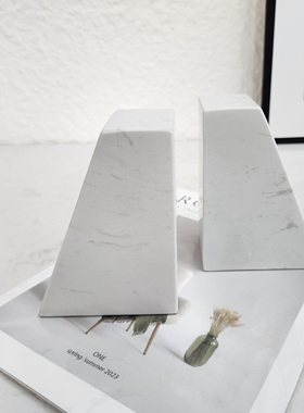 大理石几何书档摆件书架桌面原创