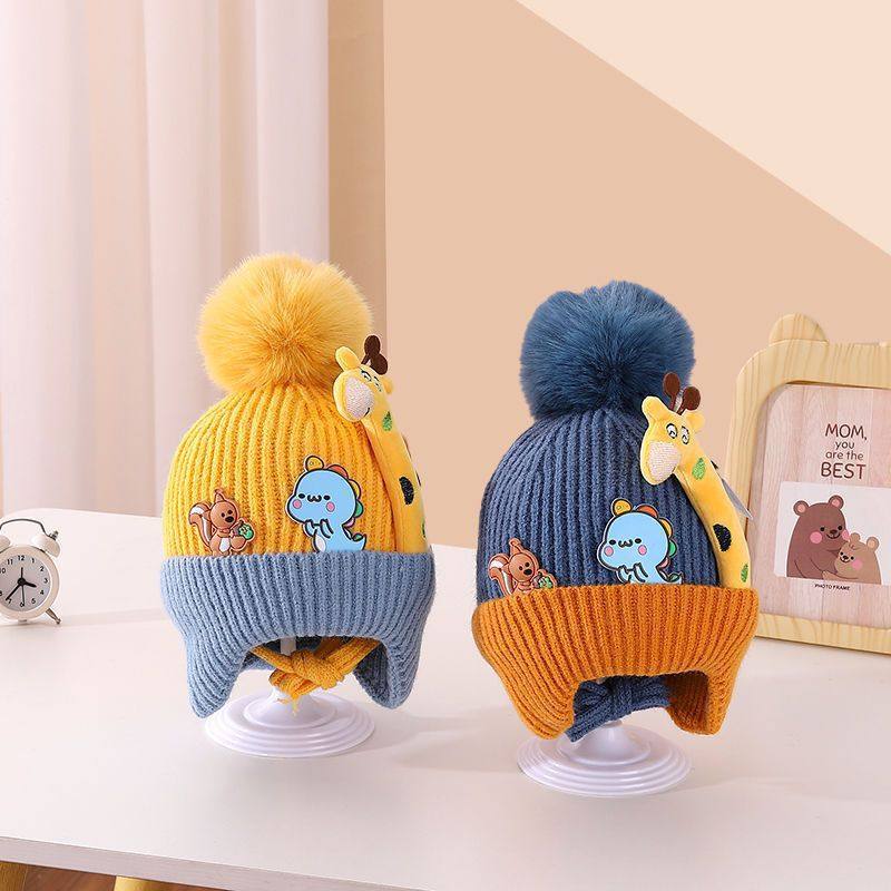 儿童帽子宝宝秋冬季新款厚款护耳针织毛线帽男童双层加厚套头帽潮,淘宝优惠券,粉丝福利购,淘宝优惠卷