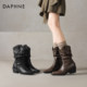 Daphne black short boots women's pile pointed toe knight boots
