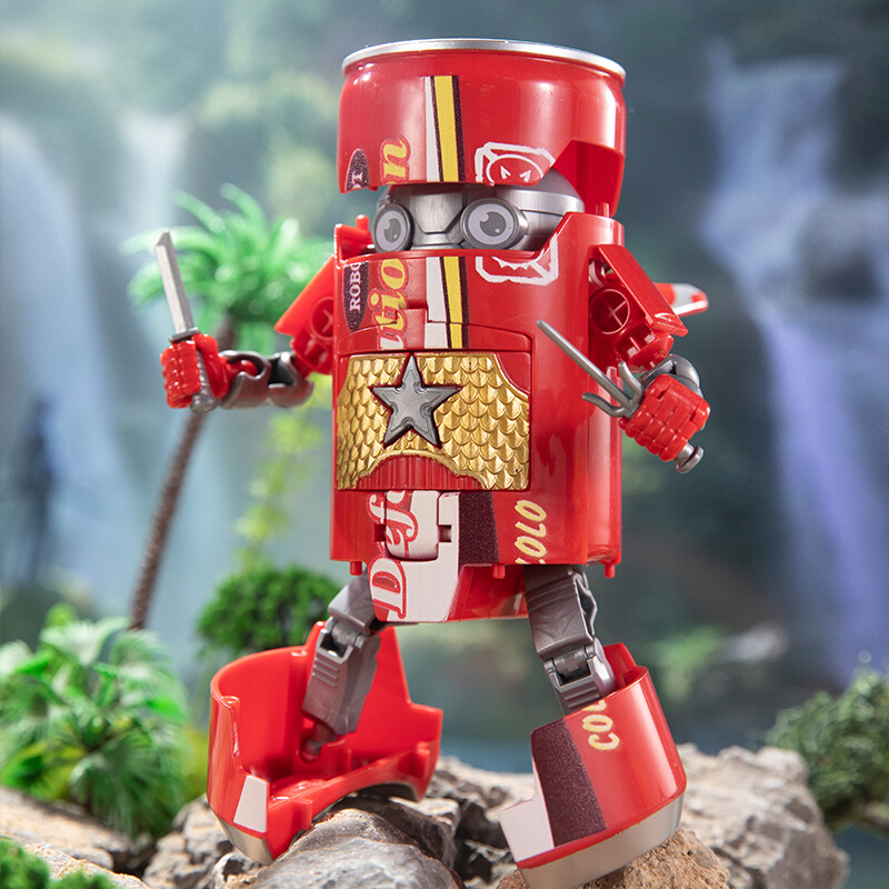 网红创意变形汽水武士模型金刚机器人饮料罐男孩男童益智儿童玩具 - 图0