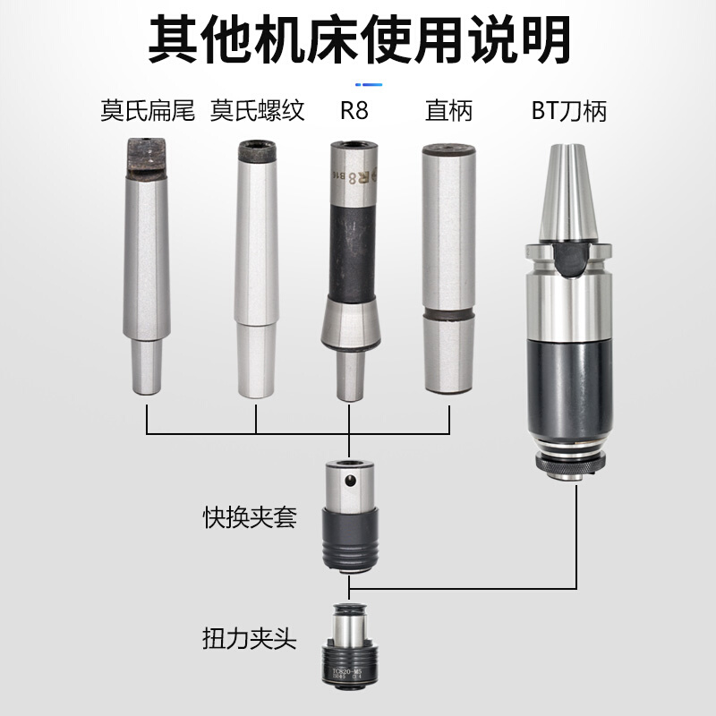 GT12 GT24攻丝夹头TC820套装柔性扭力过载保护攻丝机快换丝锥夹套 - 图2