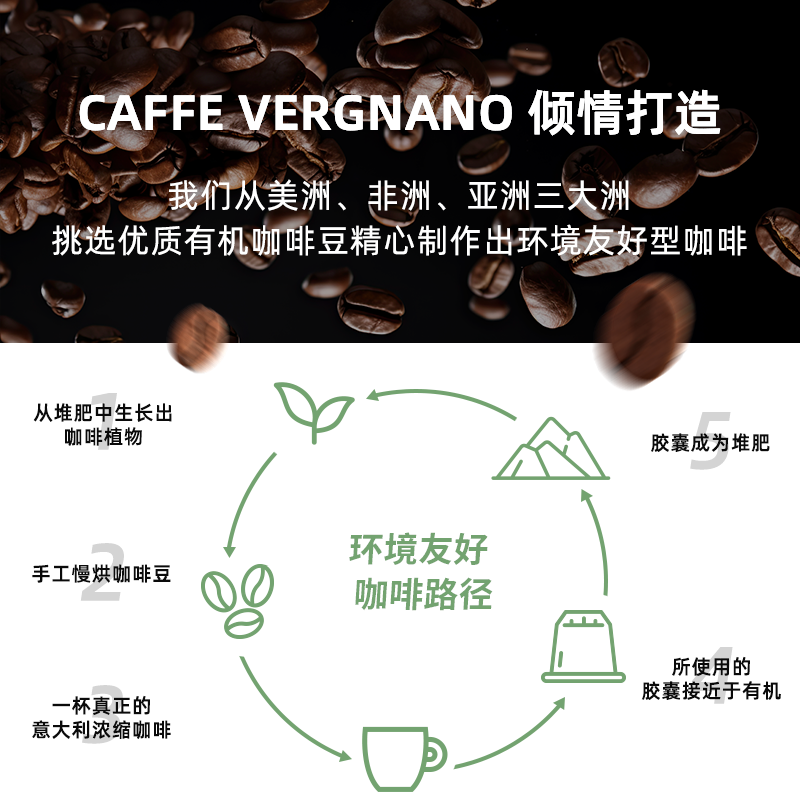 CaffeVergnano胶囊咖啡兼容意式浓缩意大利进口10粒 30粒