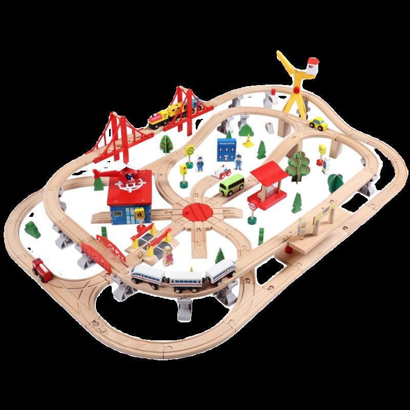 实木制火车轨道套装路轨积木宝宝儿童益智木质轨道车玩具轨道滑行,淘宝优惠券,粉丝福利购,淘宝优惠卷