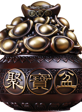 元宝聚宝盆铜摆件大号 店铺开业礼物招财客厅玄关办公室装饰品