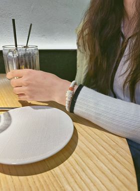 西伯利亚猛犸象牙冰料老型珠手串搭配绿度母牙牙手链原创南红手饰