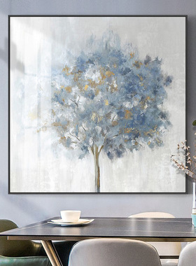 北欧小清新轻奢蓝色树客厅装饰画沙发背景墙卧室床头餐厅挂画壁画