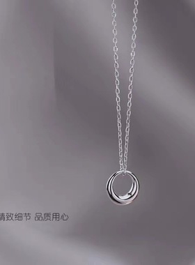 独特圆环吊坠项链女气质轻奢小众高级感百搭锁骨链毛衣链S925足银