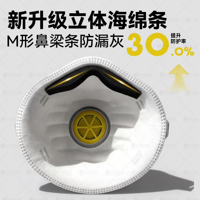 防尘口罩kn95活性炭防工业粉尘工地打磨带呼吸阀面罩头戴式样口罩 - 图0