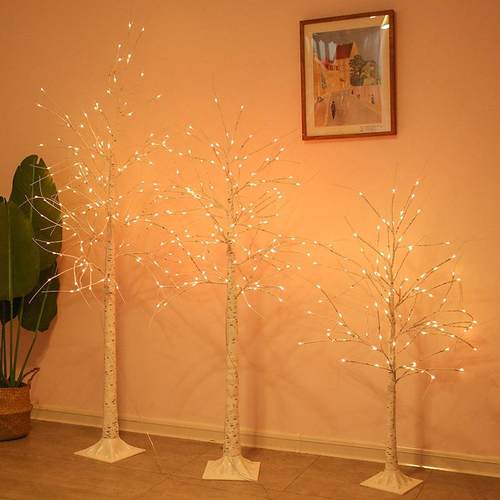 遥控仿真白桦树灯跨境led卧室房间装饰圣诞幻彩彩灯创意可调光 - 图0