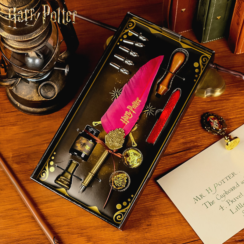 哈利波特官方周边霍格沃茨羽毛笔黑金火漆印章礼盒四学院套装文具,淘宝优惠券,粉丝福利购,淘宝优惠卷