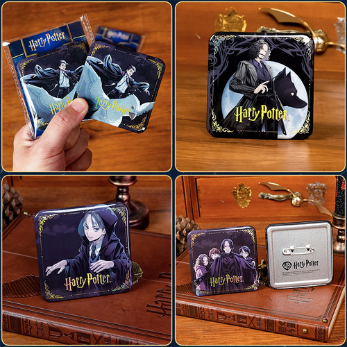 哈利波特华纳正版周边马口铁徽章方形吧唧剧情系列人物镭射谷子 - 图1