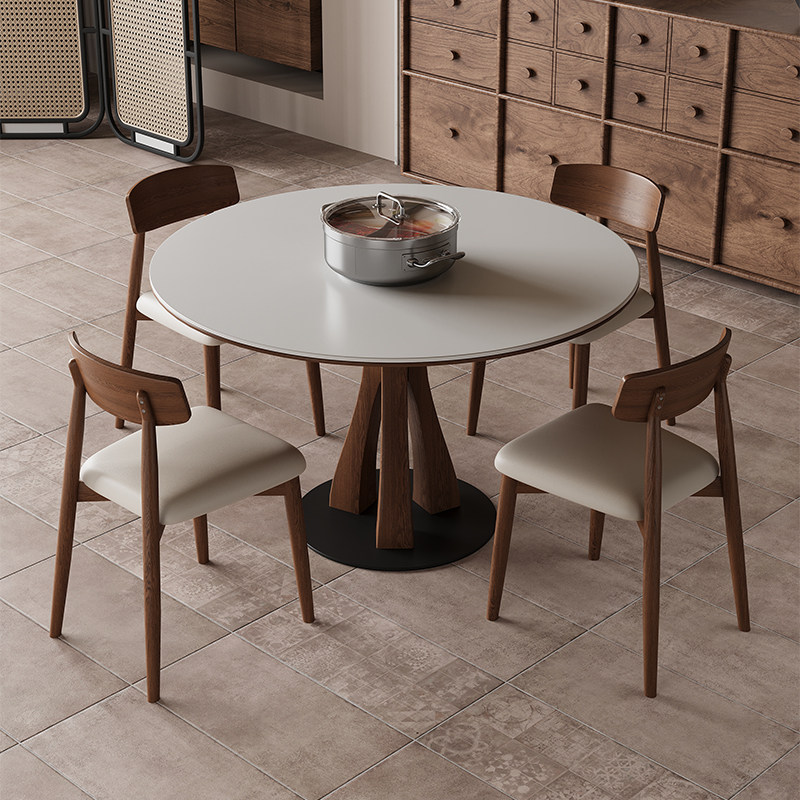 2025新款小户型智能电磁炉暖菜一体多功能德利丰岩板圆桌餐桌椅子,淘宝优惠券,粉丝福利购,淘宝优惠卷