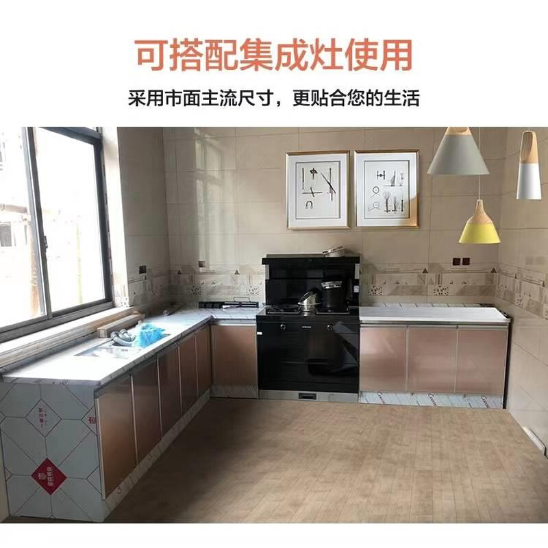 不锈钢厨房橱柜组装家用简约经济型整体厨柜碗柜一体水槽柜加宽60 - 图0