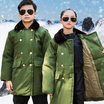 Old military cotton green great clothes children thickened mid-northeast boy cotton clothes kid anti-cold and warm cotton padded jacket for winter