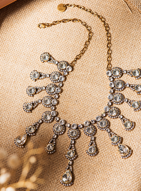 【现货】Cuhum醉琥古金水滴钻项链宫廷意大利极繁主义巴洛克做旧