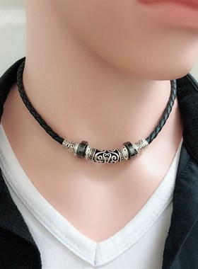 男生项链韩版霸气个性男人饰品锁骨链潮颈链遮疤痕短款配饰简约男