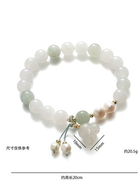 手链女 日韩风时尚简约气质铃兰花淡水珍珠天山翠手串无事牌手饰