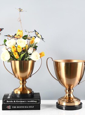 厂家花瓶摆件客厅l插花干花北欧样板房创意电视柜轻奢金属奖杯家