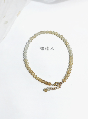 招财聚财 天然黄水晶渐变色手链女细小3mm切面脚链11月生辰石情侣