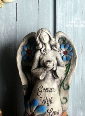 百亩家复古做旧美式田园天使x爱的箴言花园庭院阳台装饰品摆件造