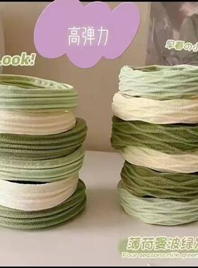 轻奢高弹力薄荷绿头绳无接缝加粗不伤发马尾耐用新款头饰超仙发饰