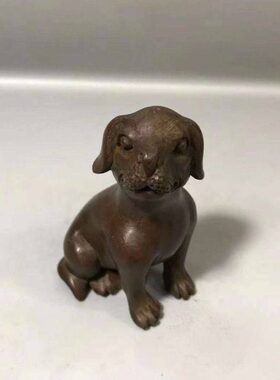 茶宠配件狗摆件铜茶道流实心   手工家居饰品十二生肖回铜器铜