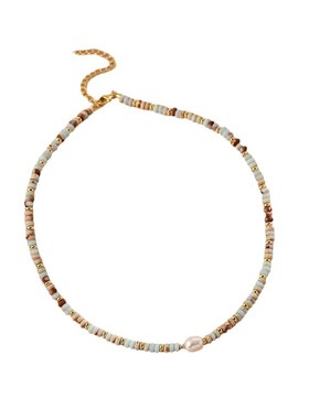 彩色石天然珍珠项链女轻奢小众多巴胺串珠锁骨链新款爆款颈链