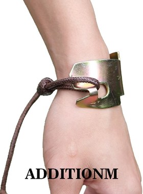 ADDITIONM 不规则形状金属块皮绳手链
