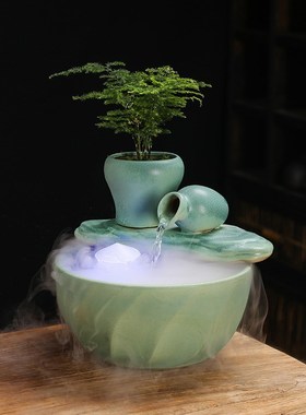 中式小型风水球流水器喷泉摆件循环水家居客厅办公室茶桌面装饰品