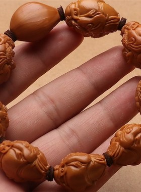 厂家直供五年老油核手工雕刻w八大钟馗手串手链核雕钟馗文玩手把