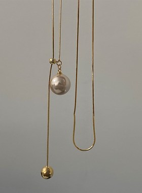 小众设计可抽拉珍珠项链女冷淡z风时尚百搭颈链个性简约气质毛衣