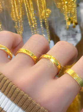 戒指结婚仿真一对520爱心时钟情侣对戒999仿真男女款戒女黄金婚戒