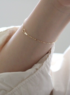 新款韩版白铜o字链镀24K黄金手链女裸链素链简单百搭纤细款送闺